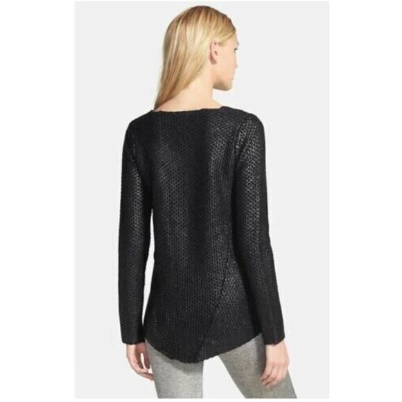 Line Chrome Knitwear "The After Party Metallic Sweater" Black X-Small MSRP $68 - Picture 2 of 3